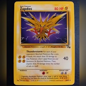 Zapdos Pokemon Card - Fossil - 30/62 Rare Non-Holo